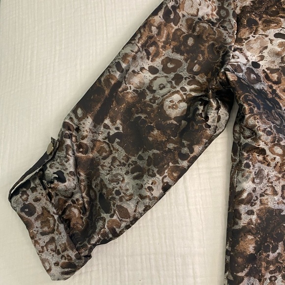 Tribal Brown Artsy Fall Zip Up Lightweight 3/4 Sleeves Jacket Blazer Size 16 - Picture 15 of 16